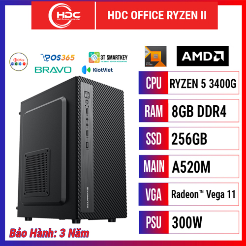 PC HDC OFFICE RYZEN II CPU 3400G – RAM 8GB DDR4 – SSD 256GB – MAIN A520 - AMD Vega 11